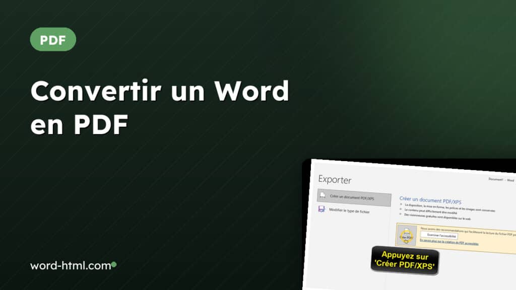 Convertir un document Word en PDF sans logiciel supplementaire