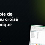 Couverture de l'article : exemple de tableau croise dynamique dans Excel, badge EXCEL et capture d'un rapport par produit