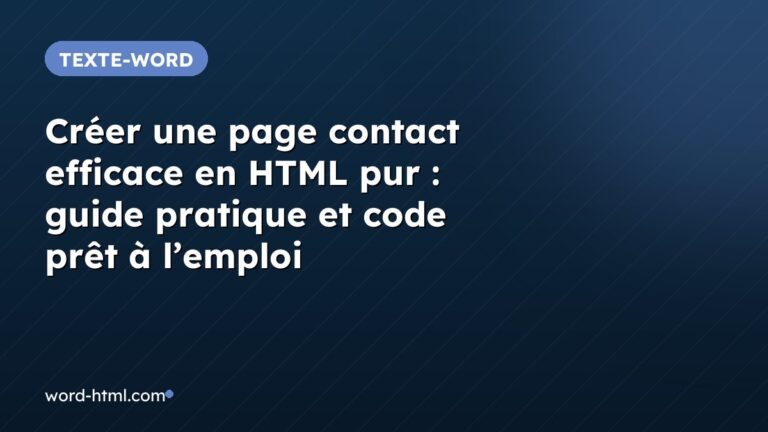 Créer une page contact efficace en HTML pur : guide pratique et code prêt à l’emploi