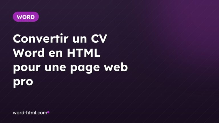 Convertir un CV Word en HTML pour une page web pro