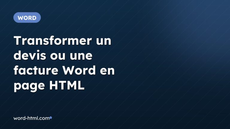 Transformer un devis ou une facture Word en page HTML