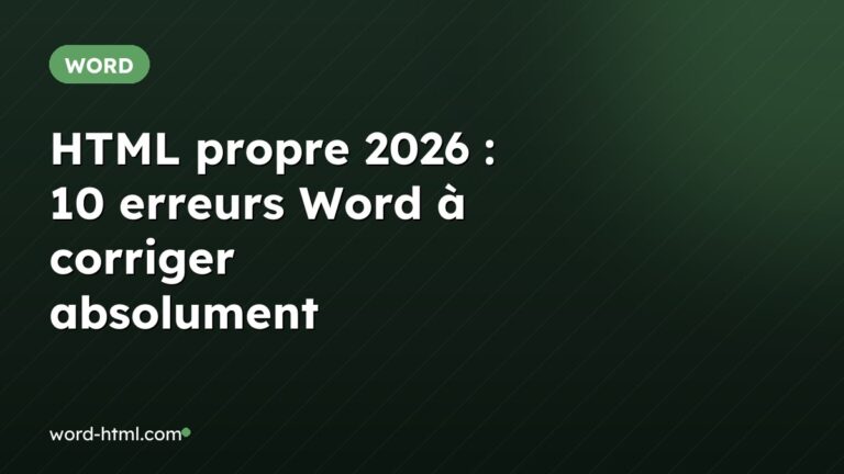 HTML propre 2026 : 10 erreurs Word à corriger absolument