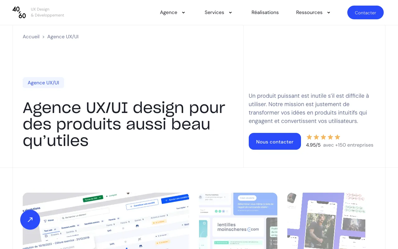 Page de l’offre sur le site de 40/60 Studio