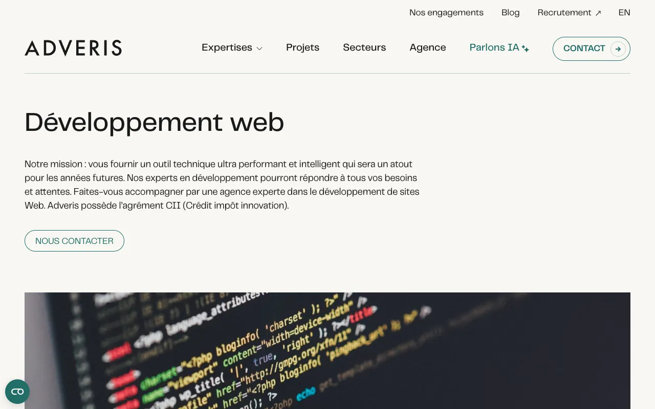 Page de l’offre sur le site d’Adveris