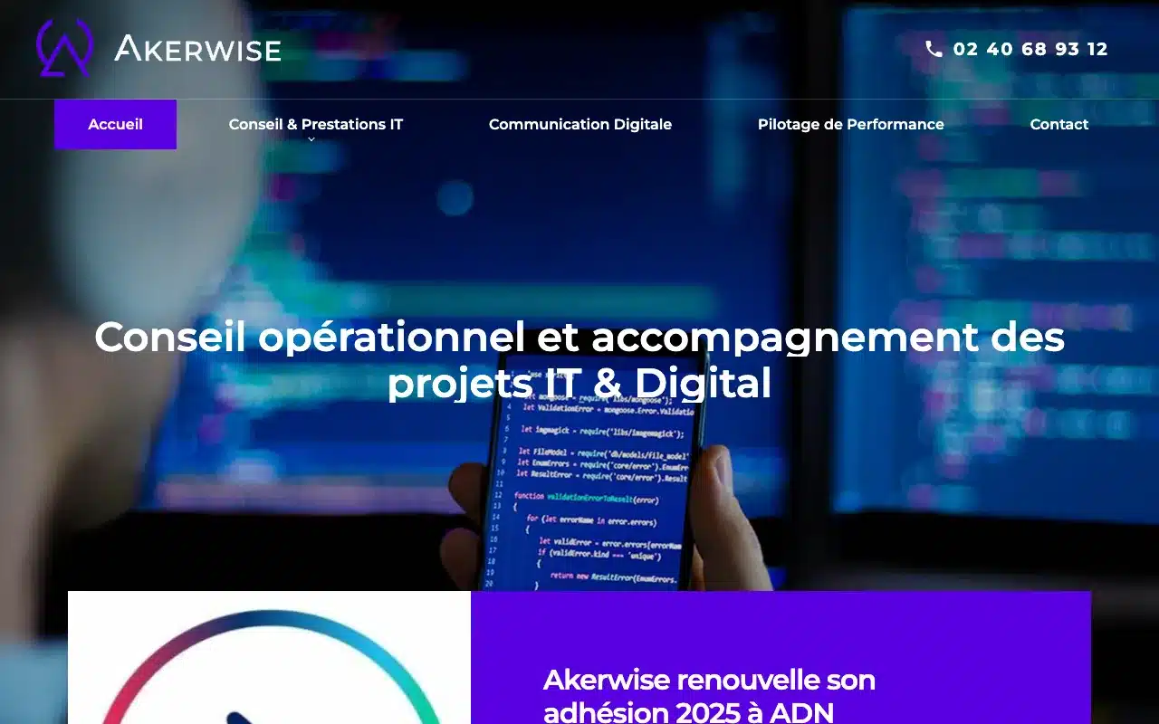 Page d’accueil du site d’Akerwise