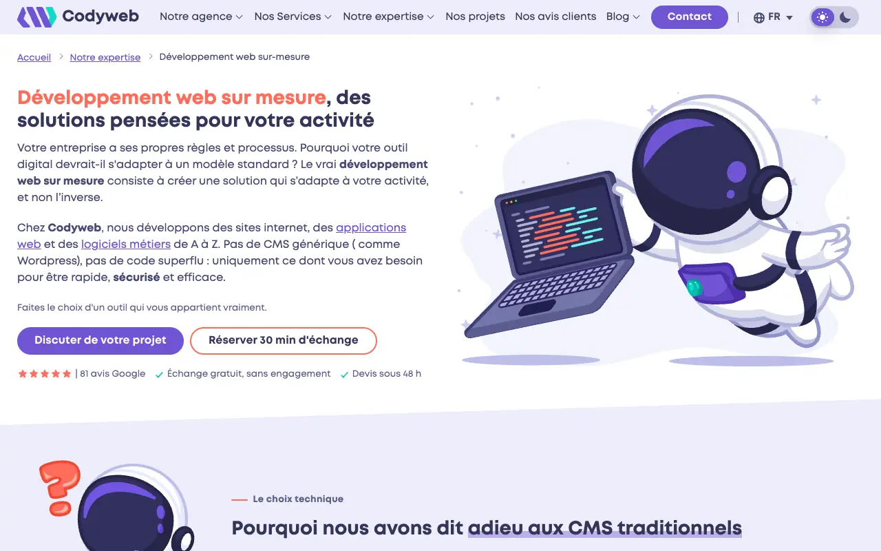 Page de l’offre sur le site de Codyweb