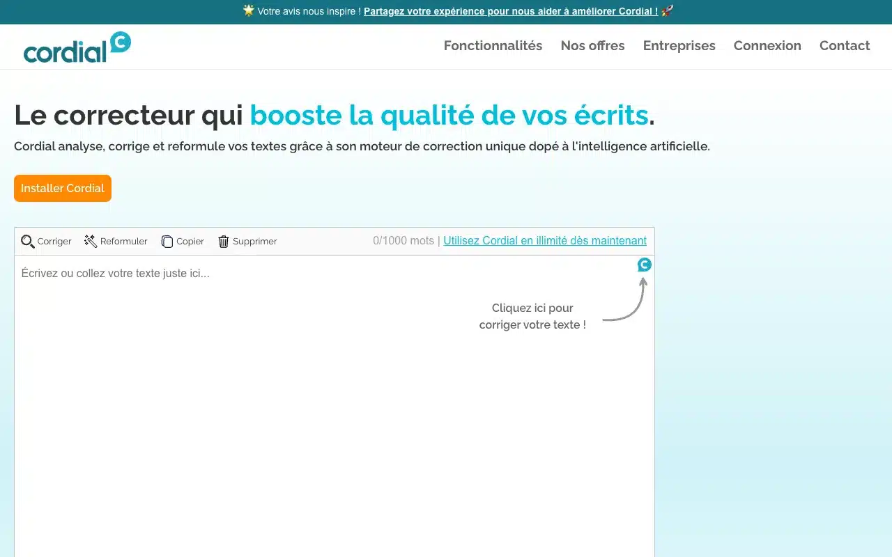 Page de l’offre sur le site de Cordial