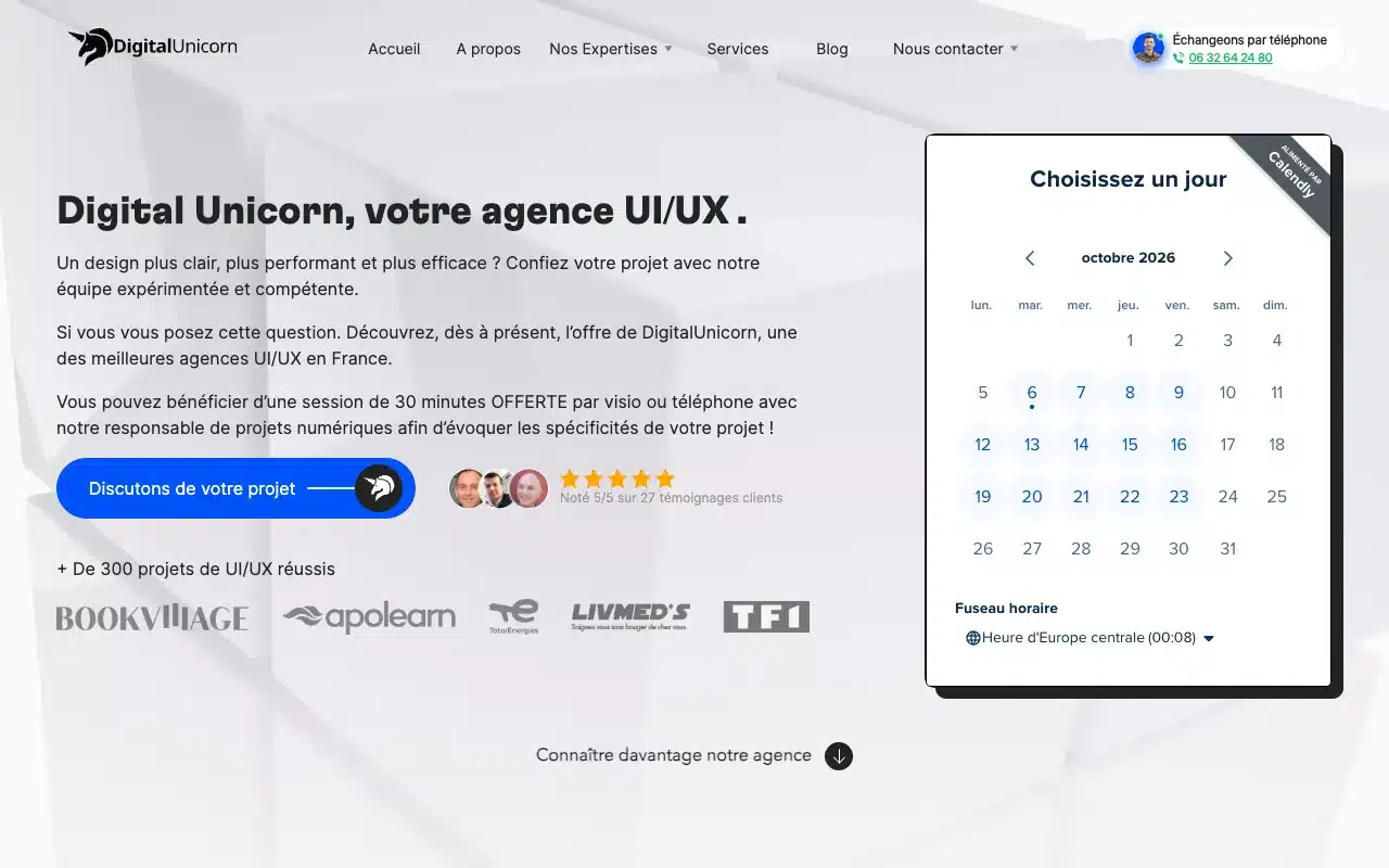 Page de l’offre sur le site de Digital Unicorn