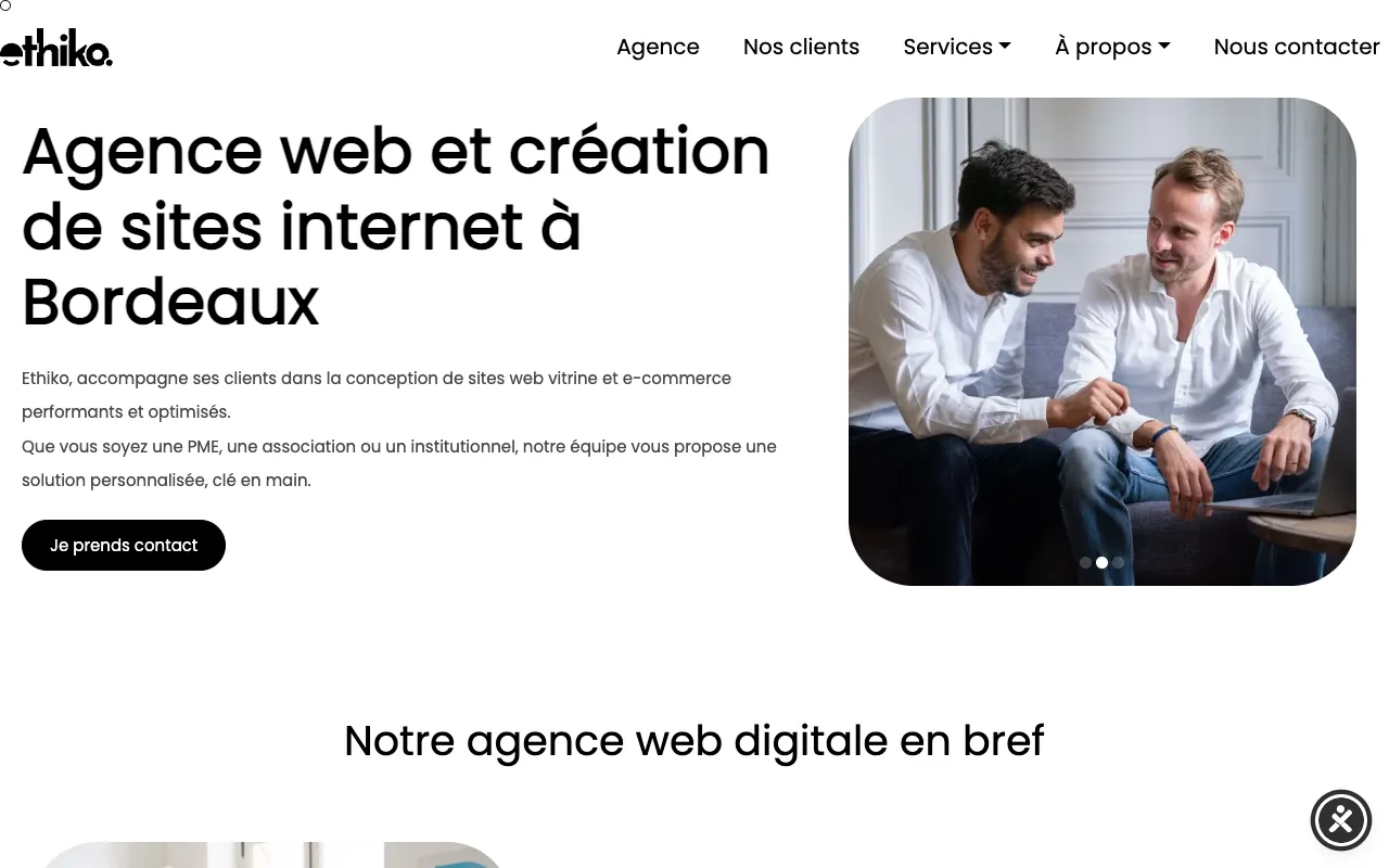 Page d’accueil du site d’Ethiko