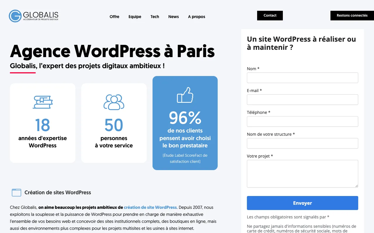 Page de l’offre sur le site de Globalis