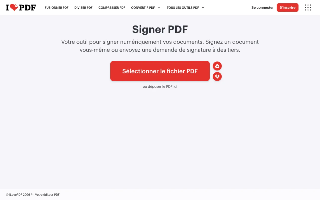 Page de l’offre sur le site d’iLovePDF
