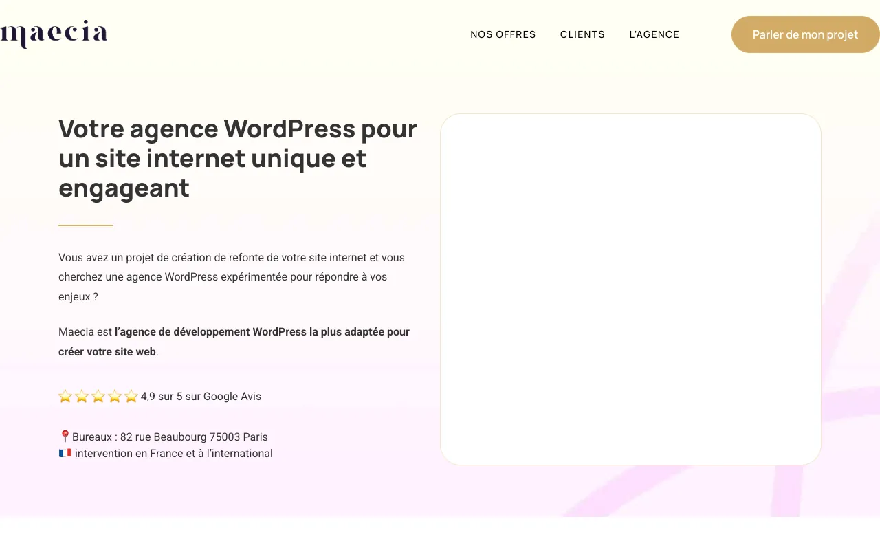 Page de l’offre sur le site de Maecia