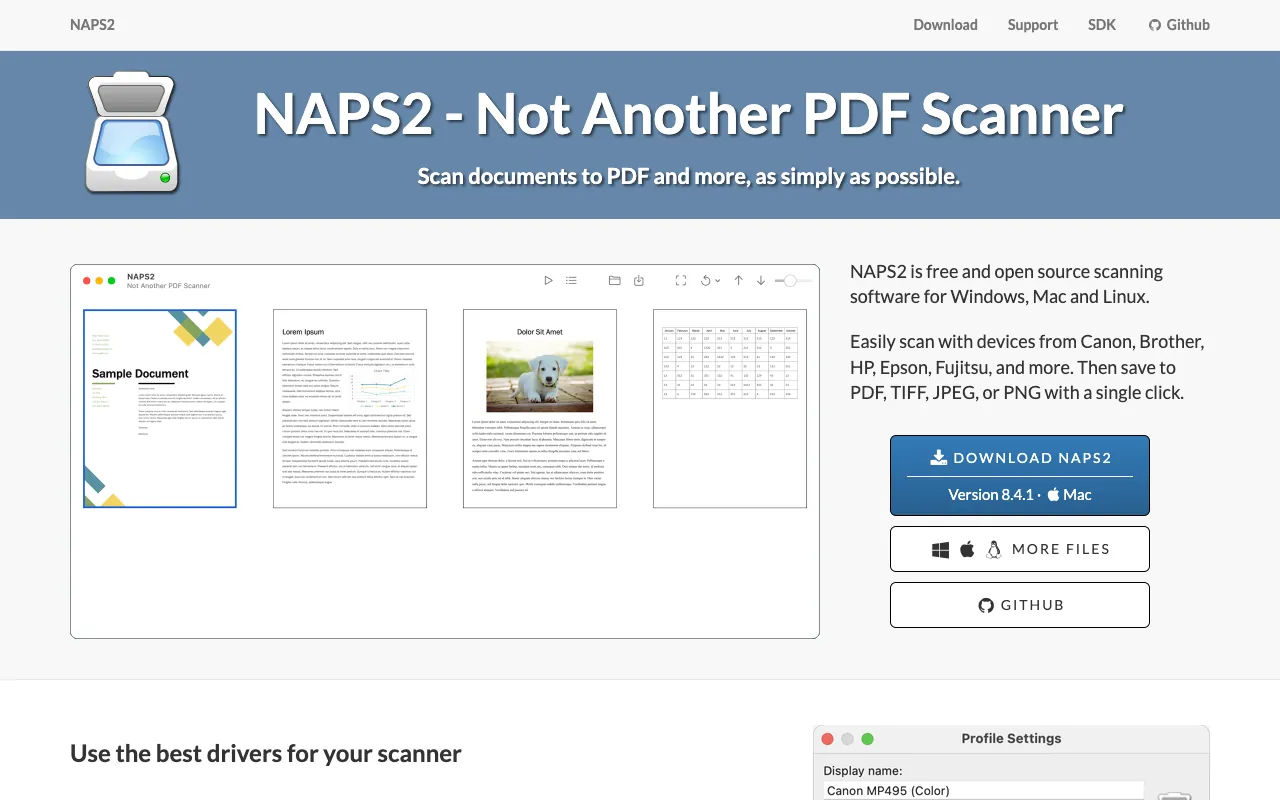 Page d’accueil du site de NAPS2