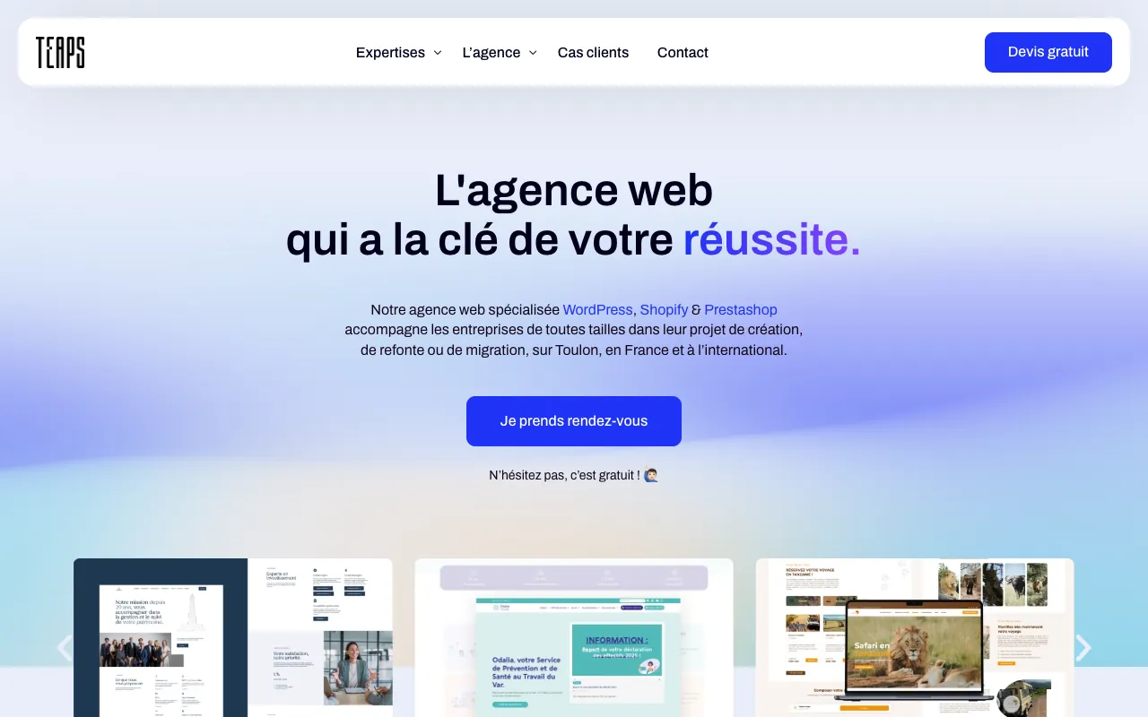 Page d’accueil du site de TEAPS