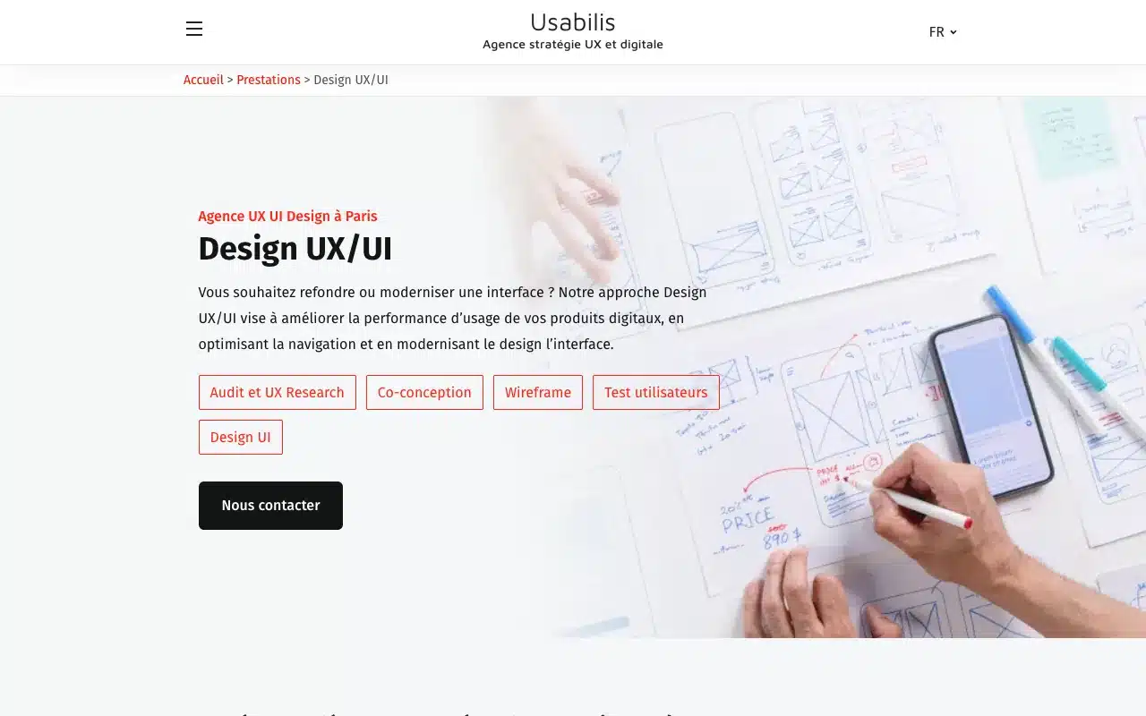 Page de l’offre sur le site d’Usabilis