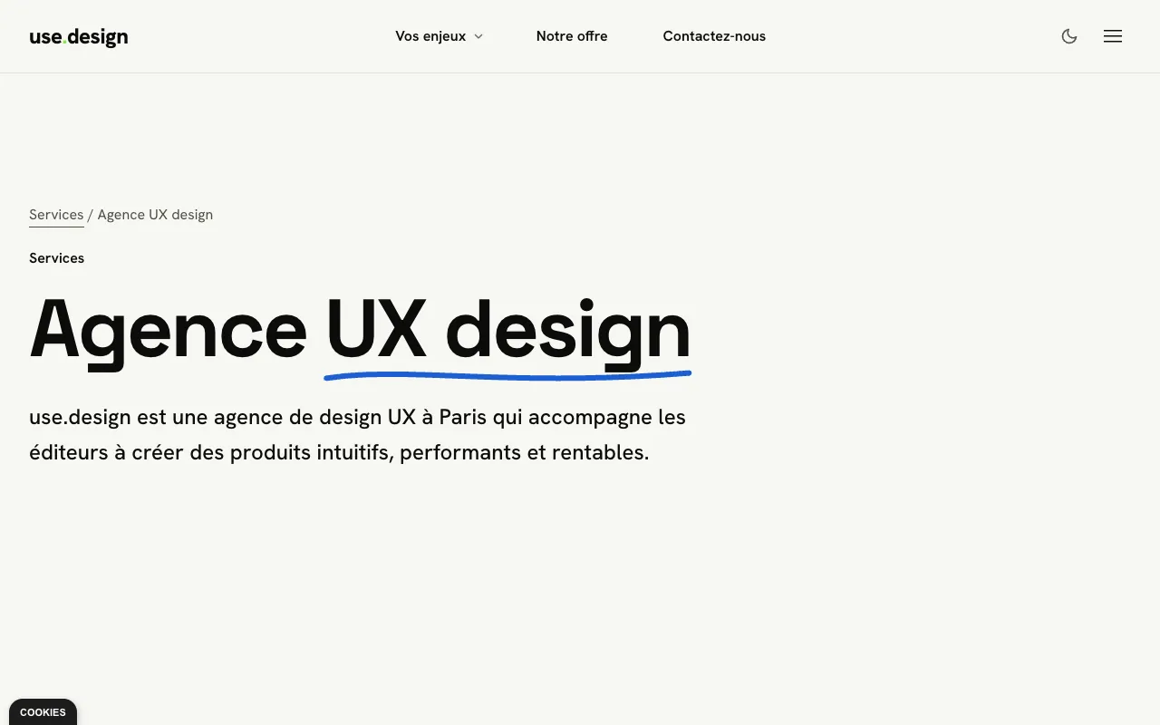 Page de l’offre sur le site d’use.design
