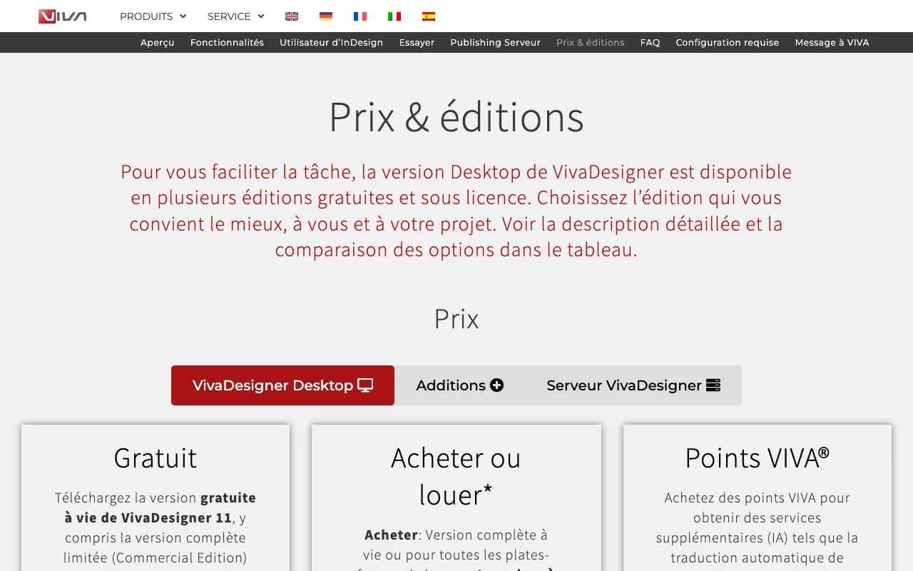 Page de l’offre sur le site de VivaDesigner