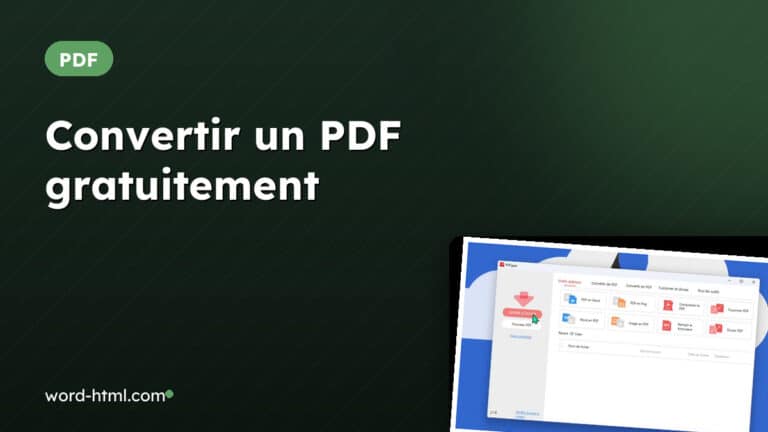 Couverture de l'article sur la conversion gratuite d'un PDF, avec un aperçu de la fenêtre du logiciel