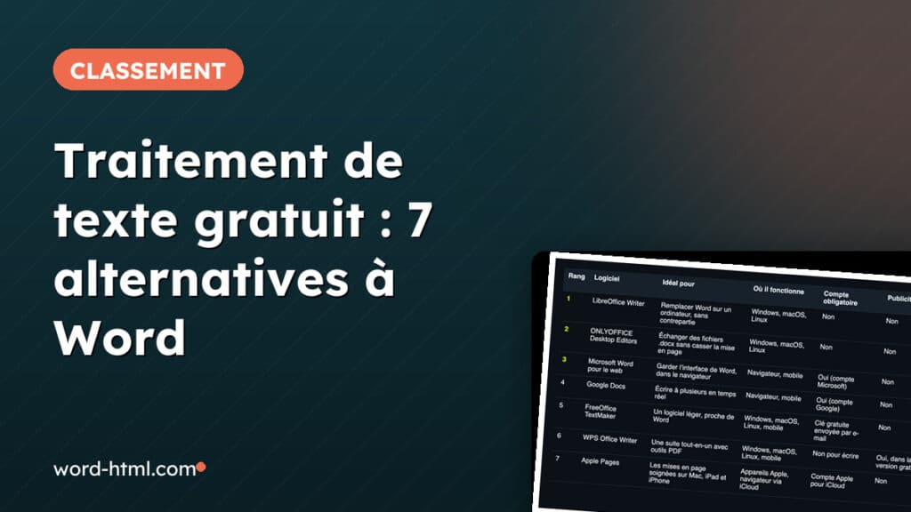 Comparatif des traitements de texte gratuits